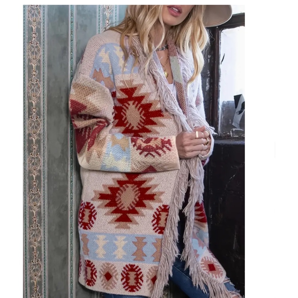 BOHO Aztec Shag cardigan